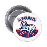 Rugby Lion sitting GB British union jack flag Pin