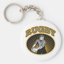 rugby passing front view ball keychains