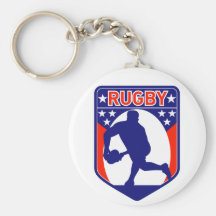 rugby passing front view ball shield key chains