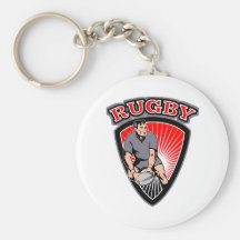 rugby passing front view ball shield keychains