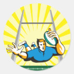 rugby player diving to score a try sticker
