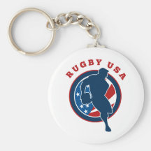 rugby player flag USA america Key Chain