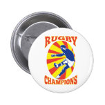 rugby player kicking ball retro style button