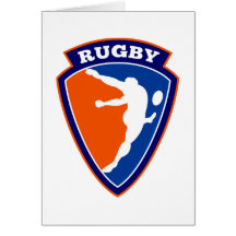 rugby player kicking ball shield cards