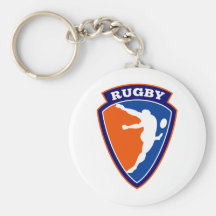 rugby player kicking ball shield keychains