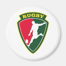 rugby player kicking ball shield refrigerator magnets