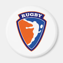 rugby player kicking ball shield refrigerator magnet