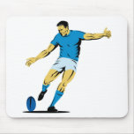 rugby player kicking the ball mousepad