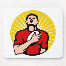rugby player looking up with ball mousepad