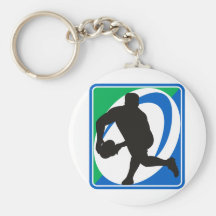 Rugby player passing ball front keychains