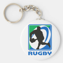 Rugby player passing ball front keychains