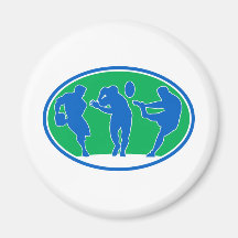 rugby player run fend pass kick fridge magnet
