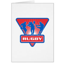 rugby player run fend pass kick greeting card