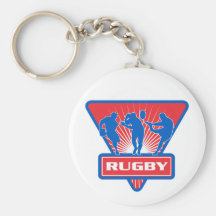 rugby player run fend pass kick key chain