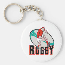 rugby player running front view ball keychains