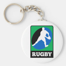 Rugby player running passing run ball keychains
