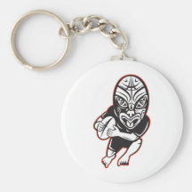 Rugby player running wearing Maori mask Keychain