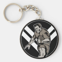 Rugby player running with ball key chain