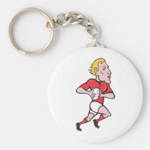 Rugby Player Running With Ball Keychain