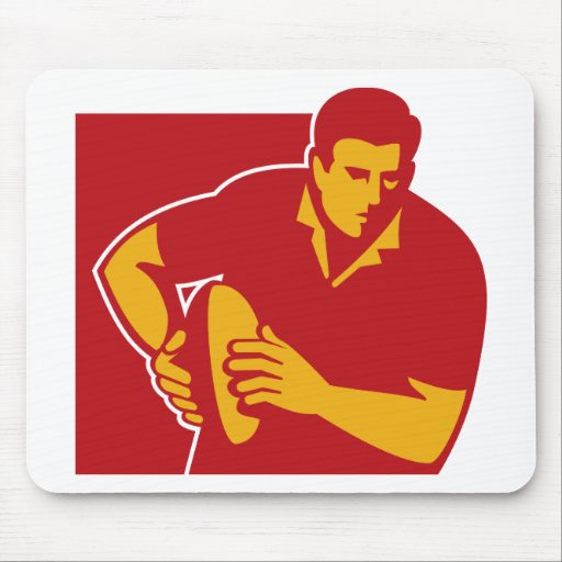 rugby player running with ball mouse pad