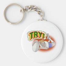 rugby player scoring a try keychain