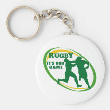 Rugby player tackle fending ball keychains