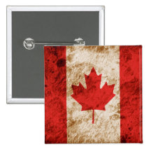 Rugged Canadian Flag Pinback Button