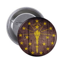 Rugged Wood Indiana Flag Pinback Button