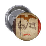 Rugged Wood Iowa Flag Pinback Button