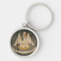 Rugged Wood Louisiana Flag Keychains