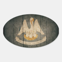 Rugged Wood Louisiana Flag Oval Sticker