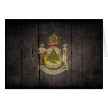 Rugged Wood Maine Flag Greeting Cards