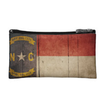 Rugged Wood North Carolina Flag Cosmetic Bag