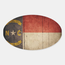 Rugged Wood North Carolina Flag Oval Stickers