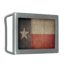 Rugged Wood Texas Flag Belt Buckle