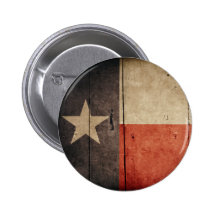 Rugged Wood Texas Flag Pinback Button