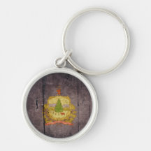 Rugged Wood Vermont Flag Key Chain