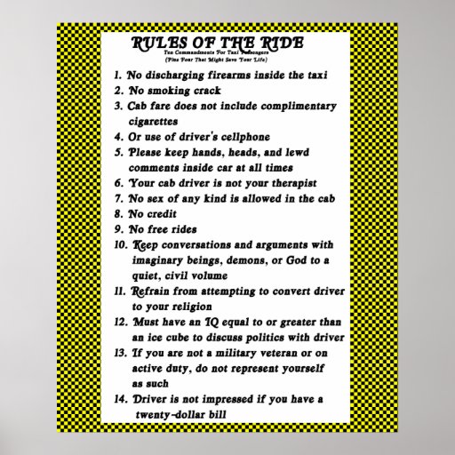Rules Of The Ride Posters