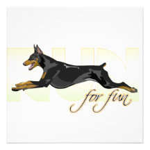 Run For Fun, Black Doberman Personalized Announcement