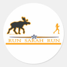 Run Sarah Run! Round Sticker