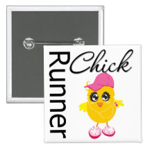 Runner Chick Pinback Button