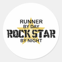 Runner Rock Star by Night Round Stickers