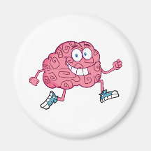 Running Brain Cartoon Character Fridge Magnet