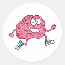 Running Brain Cartoon Character Sticker