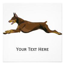 Running Doberman, Red Personalized Invites