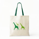 Running Giraffes (Green) Tote Bags