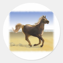 Running horse round stickers