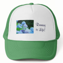 Running is Life! sports hat Blue Hydrangea Flowers