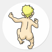 Running Naked Round Sticker