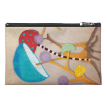 Rupydetequila Mushrooms Colourful Striped Bag Travel Accessories Bag